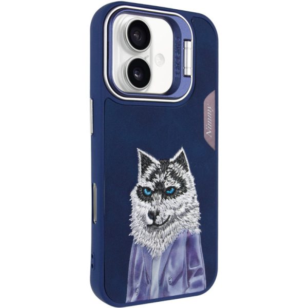 Чохол для iPhone 16 Синій Wolf Friends