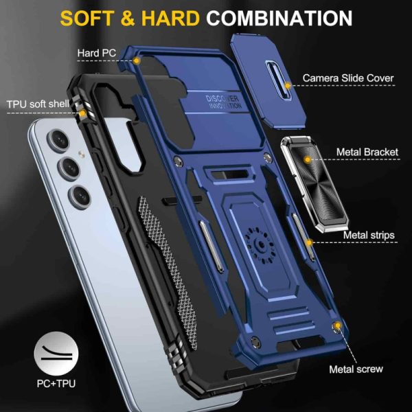 Ударостійкий чохол для Samsung Galaxy S22 Синій Camshield Army Ring - Зображення 4