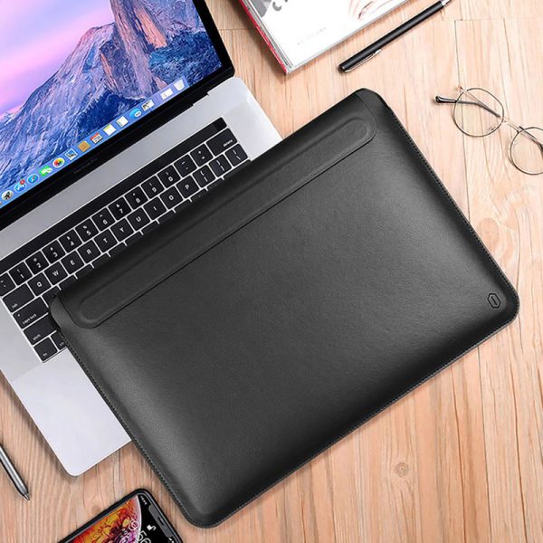 Чохол для ноутбука 13.3" з шутчної шкіри з підставкою WIWU SKIN PRO Portable Stand Sleeve Чорний - Зображення 5
