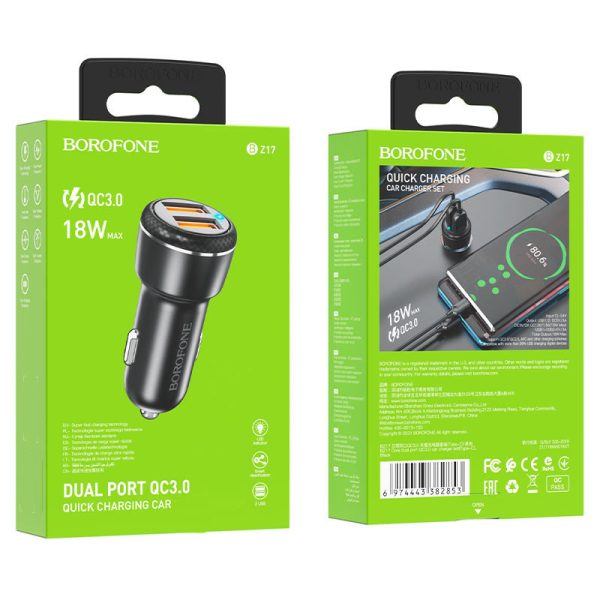 АЗП Borofone BZ17 QC3.0 (2USB/3A) - Зображення 6