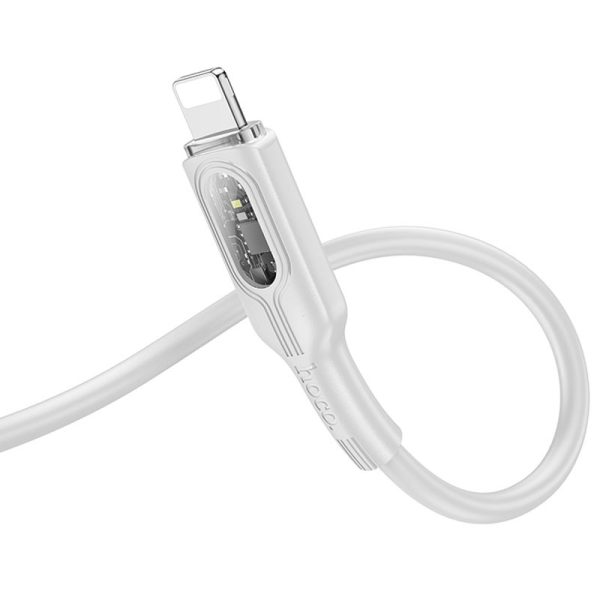 Дата кабель Hoco U120 Прозорий explore intelligent power-off PD 27W Type-C to Lightning (1.2m) Сірий - Зображення 3