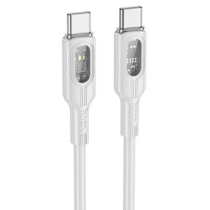 Дата кабель Hoco U120 Прозорий explore intelligent power-off PD 60W Type-C to Type-C (1.2m) Сірий