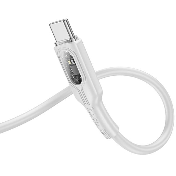 Дата кабель Hoco U120 Прозорий explore intelligent power-off PD 60W Type-C to Type-C (1.2m) Сірий - Зображення 3