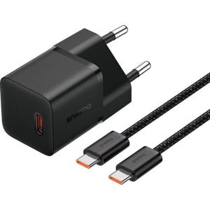 Зарядний пристрій Baseus GaN5 Fast Charger (mini) PD25W (1USB-C) + кабель Type-C to Type-C (P10110909113) Чорний