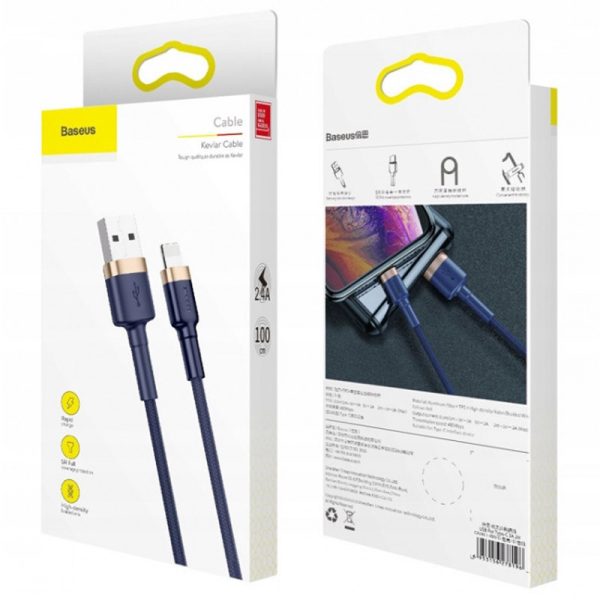 Дата кабель Baseus Cafule Lightning Cable 2.4A 1м (CALKLF-B) Чорний - Зображення 4