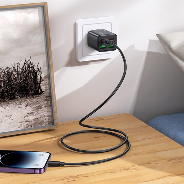 Зарядний пристрій Hoco N55 Fundador PD20W four-port (2USB-A/2C) + кабель Type-C to Lightning Чорний - Зображення 5