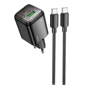 Зарядний пристрій Hoco N53 Monsoon PD30W+QC3.0 (1USB-A/1C) + кабель Type-C to Type-C Чорний