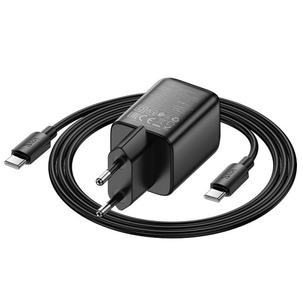 Зарядний пристрій Hoco N53 Monsoon PD30W+QC3.0 (1USB-A/1C) + кабель Type-C to Type-C Чорний - Зображення 3