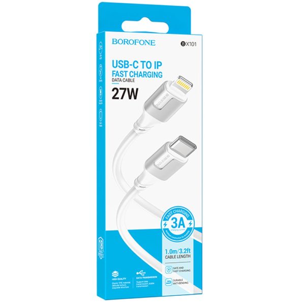 Дата кабель Borofone BX101 Creator 27W Type-C to Lightning (1m) Білий - Зображення 5