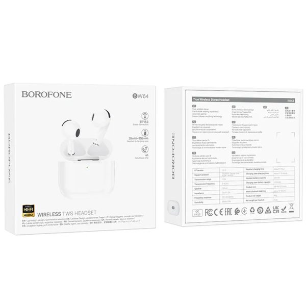 Бездротові TWS навушники BOROFONE BW64 Білий - Зображення 6