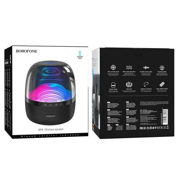 Bluetooth Колонка Borofone BP8 Glazed colorful luminous Чорний - Зображення 6