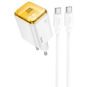 Зарядний пристрій Hoco N54 Monsoon PD45W (1USB-C) + кабель Type-C to Type-C Білий