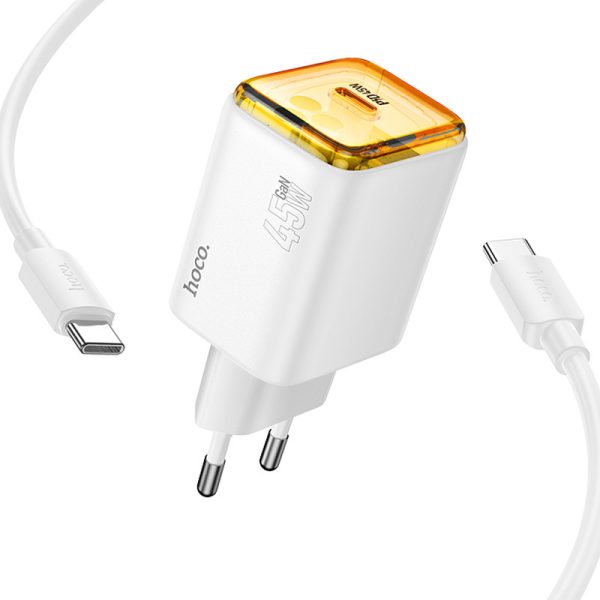 Зарядний пристрій Hoco N54 Monsoon PD45W (1USB-C) + кабель Type-C to Type-C Білий - Зображення 2
