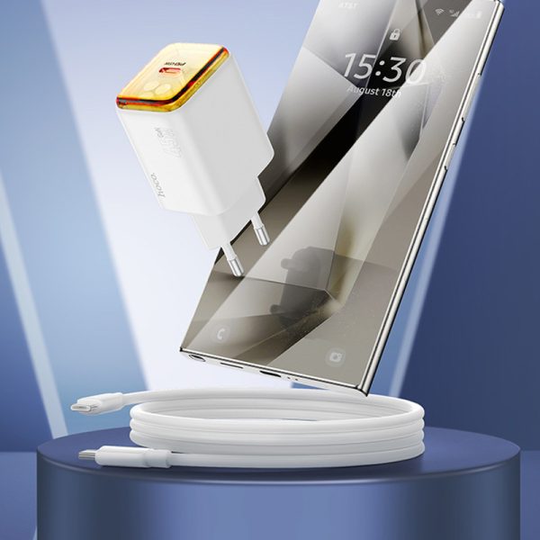 Зарядний пристрій Hoco N54 Monsoon PD45W (1USB-C) + кабель Type-C to Type-C Білий - Зображення 3