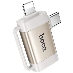 Перехідник Hoco UA31F OTG 2in1 Lightning male/Type-C male to USB female Сірий