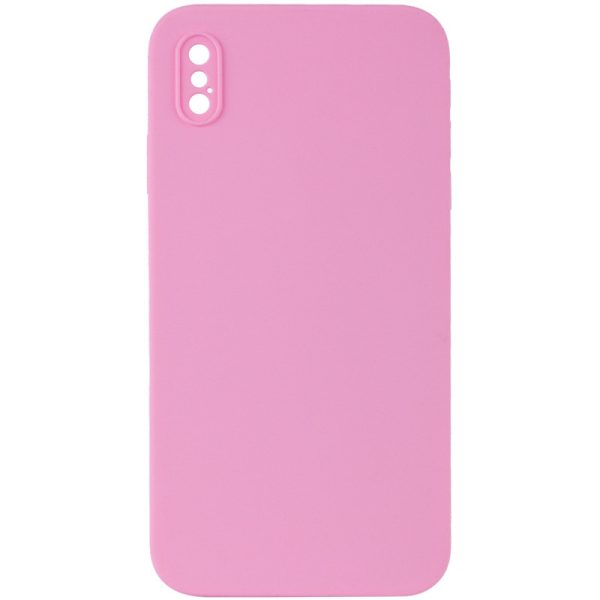 Silicone Case Square Full Camera Protective NOLOGO для Apple iPhone X / XS Рожевий