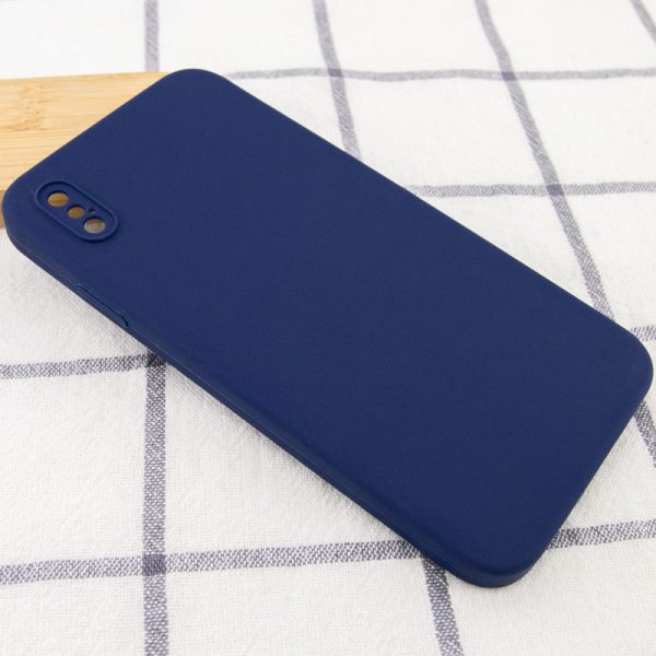Silicone Case Square Full Camera Protective NOLOGO для Apple iPhone X / XS Темно-синій - Зображення 2