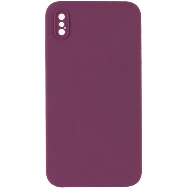 Silicone Case Square Full Camera Protective NOLOGO для Apple iPhone XS Max Бордовий