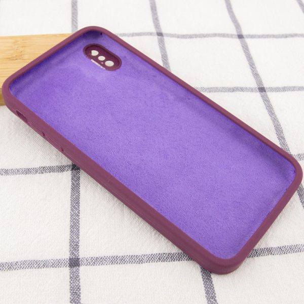 Silicone Case Square Full Camera Protective NOLOGO для Apple iPhone XS Max Бордовий - Зображення 3