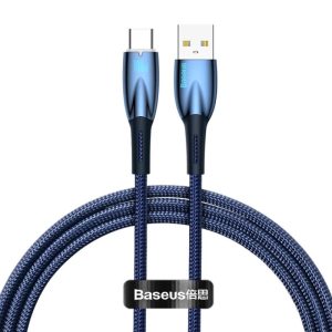 Дата кабель Baseus Glimmer Series Fast Charging Data Cable USB to Type-C 100W 2m (CADH00050) Синій