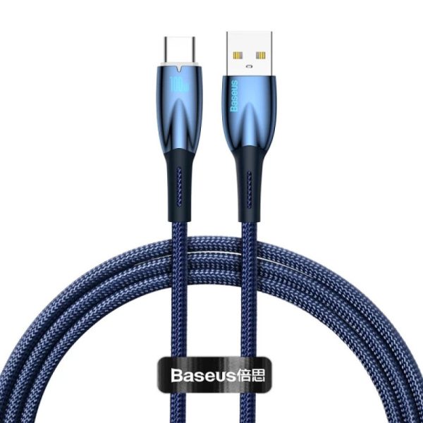 Дата кабель Baseus Glimmer Series Fast Charging Data Cable USB to Type-C 100W 2m (CADH00050) Синій
