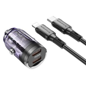 АЗП Borofone BZ29B Outstanding PD36W (2USB-C) + кабель Type-C to Lightning Фіолетовий