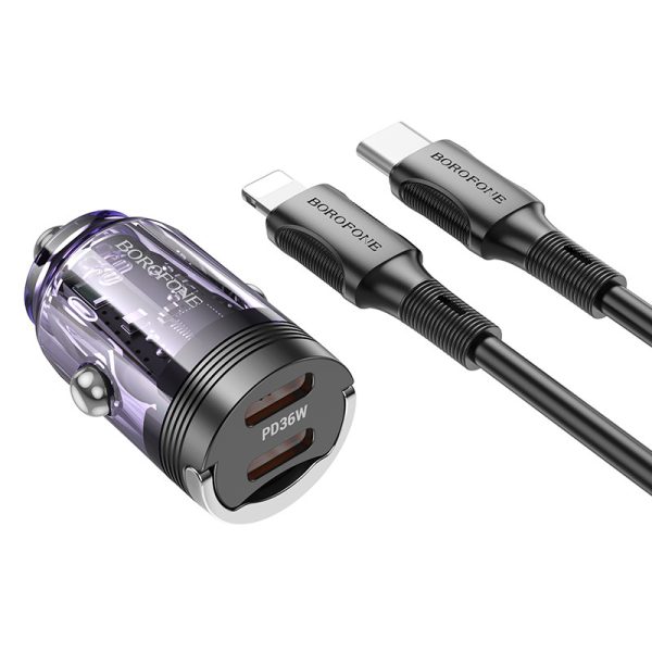 АЗП Borofone BZ29B Outstanding PD36W (2USB-C) + кабель Type-C to Lightning Фіолетовий