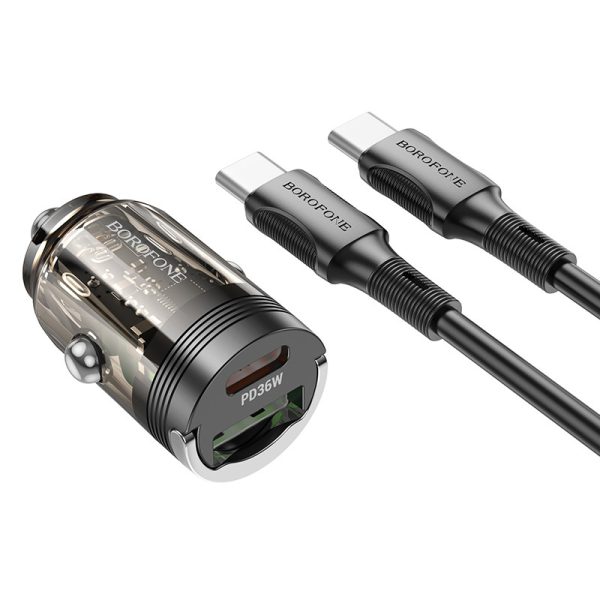 АЗП Borofone BZ29A Talented PD36W+QC3.0 (1USB-A/1C) + кабель Type-C to Type-C Чорний