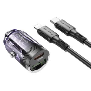 АЗП Borofone BZ29A Talented PD36W+QC3.0 (1USB-A/1C) + кабель Type-C to Lightning Фіолетовий