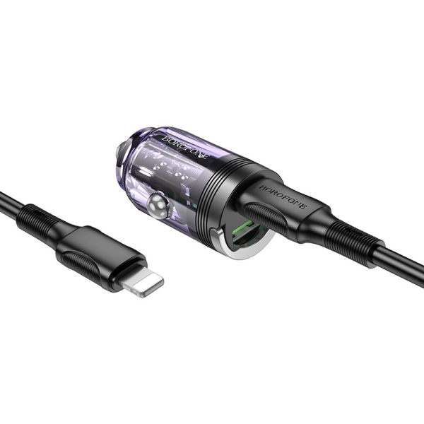 АЗП Borofone BZ29A Talented PD36W+QC3.0 (1USB-A/1C) + кабель Type-C to Lightning Фіолетовий - Зображення 2