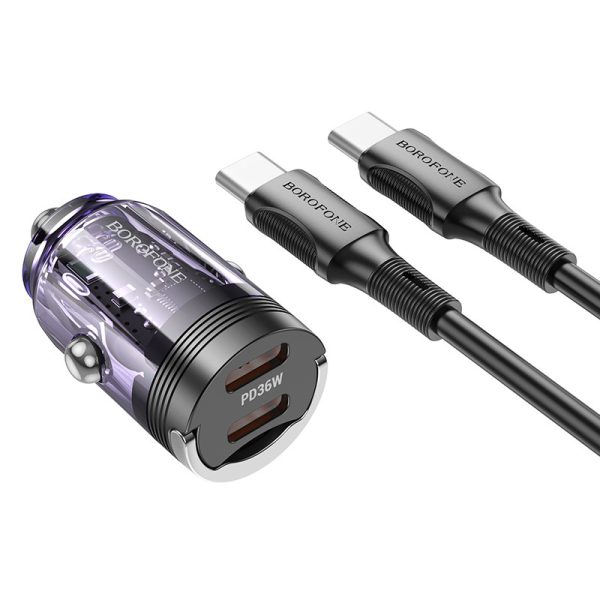 АЗП Borofone BZ29B Outstanding PD36W (2USB-C) + кабель Type-C to Type-C Фіолетовий