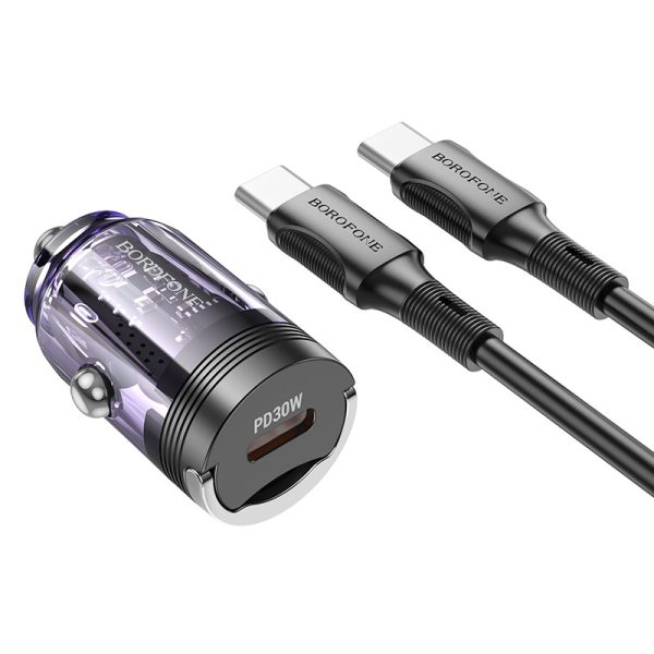 АЗП Borofone BZ29 Ray PD30W (1USB-C) + кабель Type-C to Type-C Фіолетовий