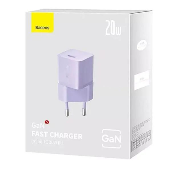 Зарядний пристрій Baseus GaN5 Fast Charger (mini) PD20W (1USB-C) (CCGN05010) Фіолетовий - Зображення 2