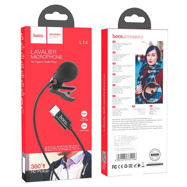 Мікрофон петличний Hoco L14 Type-C 2m - Зображення 6