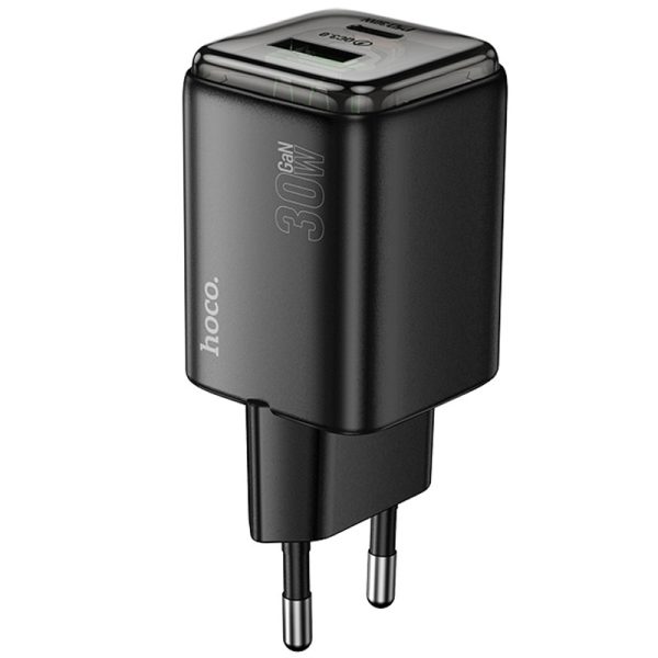 Зарядний пристрій Hoco N53 Monsoon PD30W+QC3.0 (1USB-A/1C) Чорний - Зображення 2
