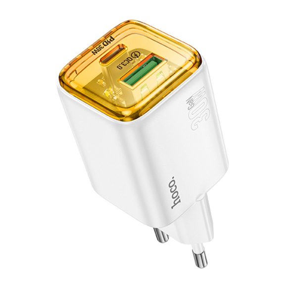 Зарядний пристрій Hoco N53 Monsoon PD30W+QC3.0 (1USB-A/1C) Білий