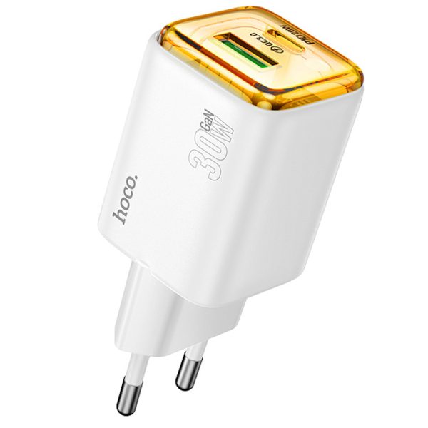 Зарядний пристрій Hoco N53 Monsoon PD30W+QC3.0 (1USB-A/1C) Білий - Зображення 2