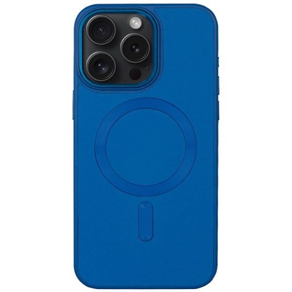 Шкіряний чохол для Apple iPhone 15 Pro Синій Bonbon Leather Metal Style with MagSafe