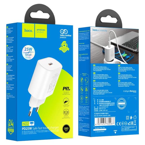 Зарядний пристрій Hoco N22 Jetta PD25W (1USB-C) Білий - Зображення 6