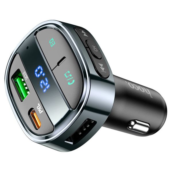 АЗП FM модулятор Hoco E70 PD30W+QC3.0 (1USB-A/1C) Чорний - Зображення 3