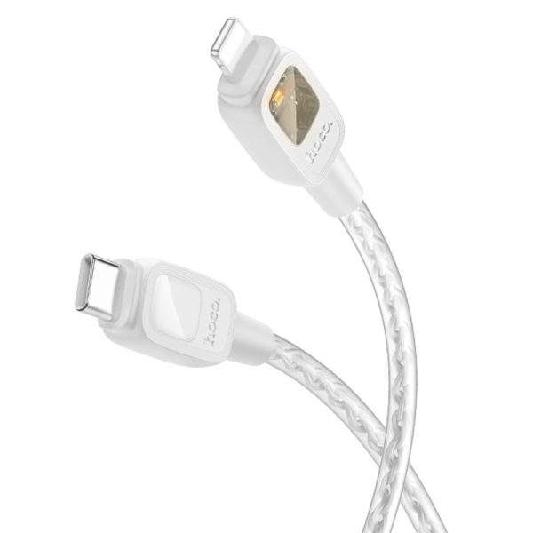Дата кабель Hoco U124 Stone silicone power-off Type-C to Lightning (1.2m) Сірий - Зображення 2