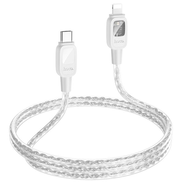 Дата кабель Hoco U124 Stone silicone power-off Type-C to Lightning (1.2m) Сірий - Зображення 4