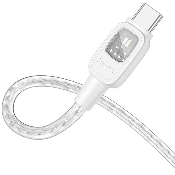 Дата кабель Hoco U124 Stone silicone power-off 60W Type-C to Type-C (1.2m) Сірий - Зображення 3
