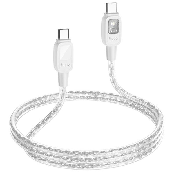 Дата кабель Hoco U124 Stone silicone power-off 60W Type-C to Type-C (1.2m) Сірий - Зображення 4