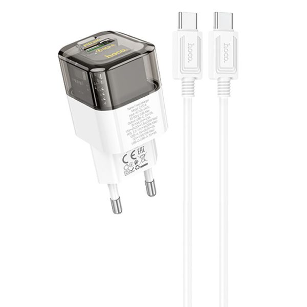 Зарядний пристрій Hoco C131A Platium PD30W+QC3.0 (1USB-C) + кабель Type-C to Type-C Чорний