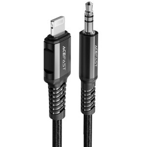 Кабель Lightning to AUX 3.5 мм Acefast MFI C1-06 aluminum чорний