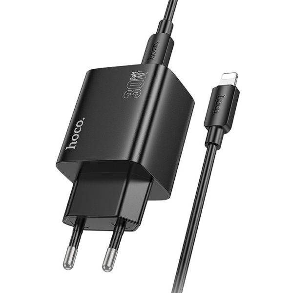 Зарядний пристрій Hoco N56 Fundador PD30W four-port (2USB-A/2C) + кабель Type-C to Lightning Чорний - Зображення 3