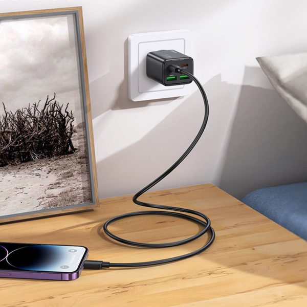 Зарядний пристрій Hoco N56 Fundador PD30W four-port (2USB-A/2C) + кабель Type-C to Lightning Чорний - Зображення 5