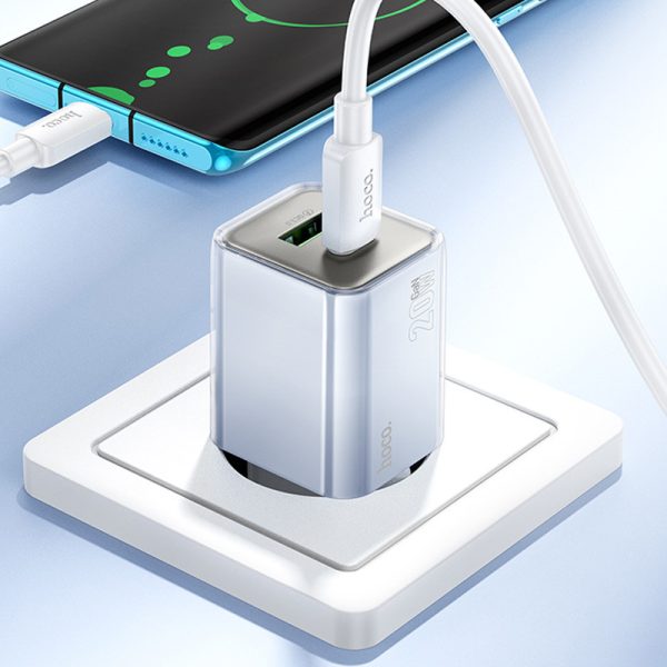 Зарядний пристрій Hoco N46 Glorious PD20W+QC3.0 (1USB-A/1C) + кабель Type-C to Type-C Синій - Зображення 5