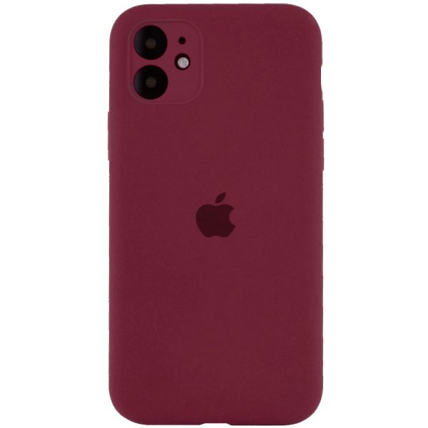 Чохол для iPhone 12 Бордовий Silicone Case Full Camera Protective